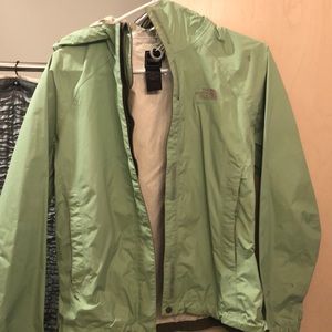 North Face pale green rain coat